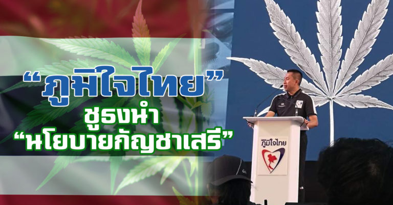 “ภูมิใจไทย” ชูธงนำ ! พรรคการเมือง ใช้กัญชาหาเสียง